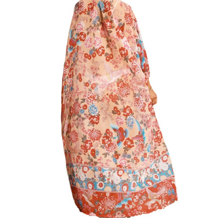 Dame floral strandkimono med løstsiddende ærmer Skovae