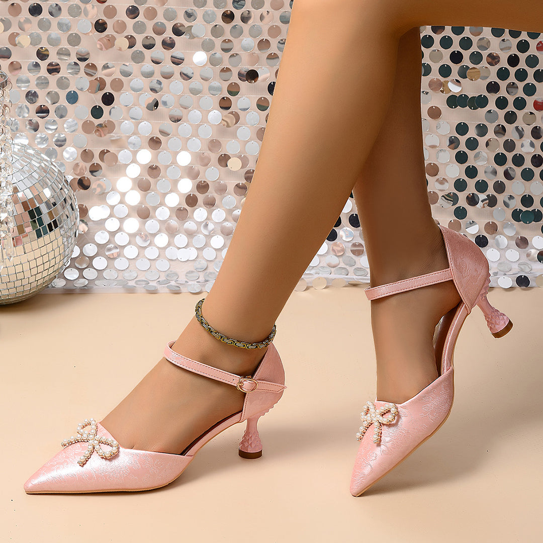 Dame elegante pumps med glimmerdetaljer og dekorativ sløjfe Stilla