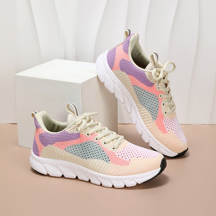 Damernes sporty strik-sneakers med åndbar mesh-overflade og støddæmpende sål Stilla