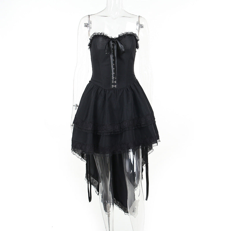 Dame figursyet bluse med ruchedetaljer og snøring Skovae
