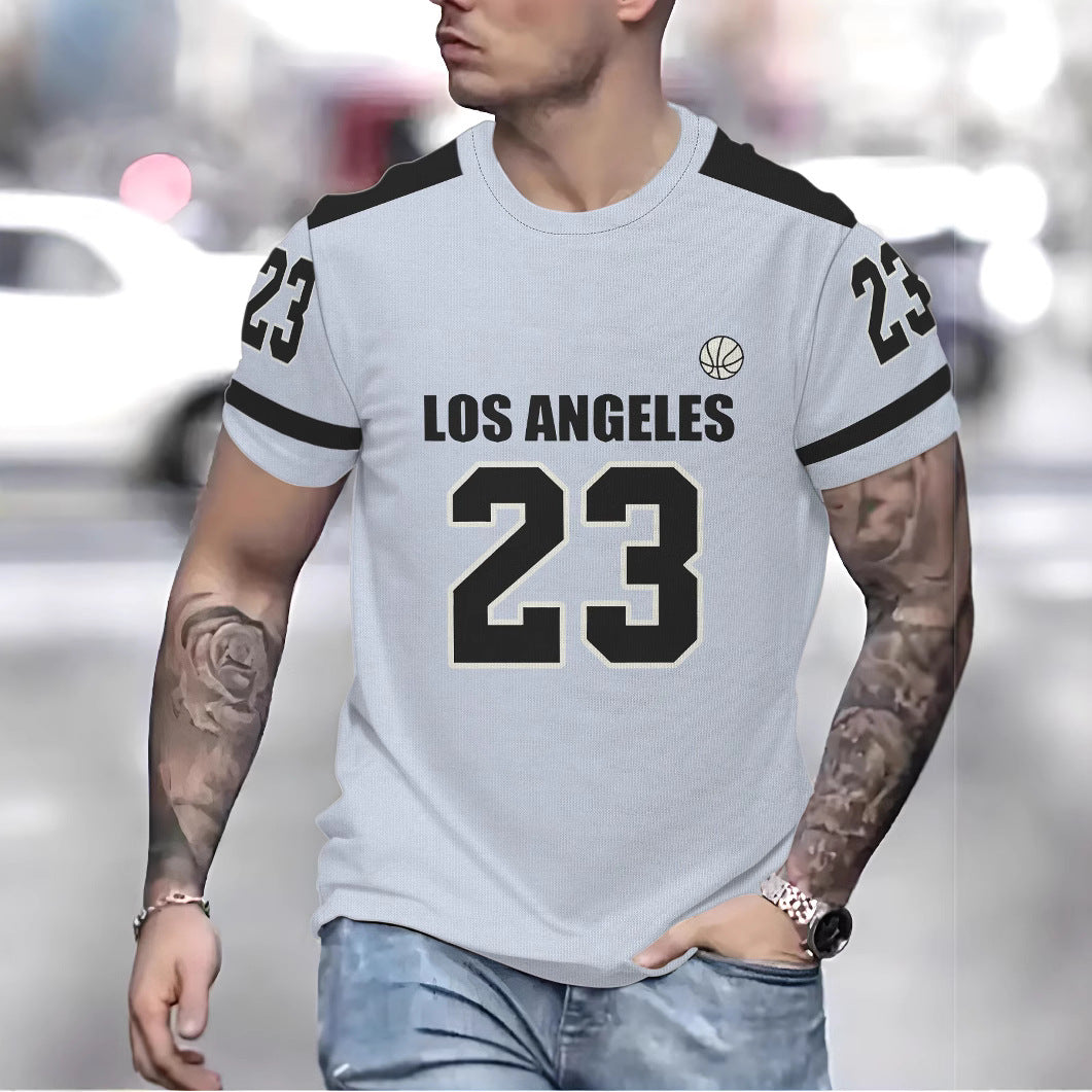 Herrer T-shirt i sporty basketball-design med stylish tryk Stilla