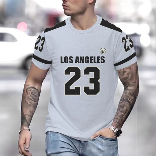 Herrer T-shirt i sporty basketball-design med stylish tryk Stilla