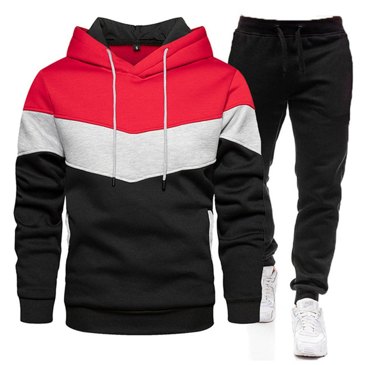 Herre sporty hoodie- og joggingbuks sæt med kontrastsyninger Stilla