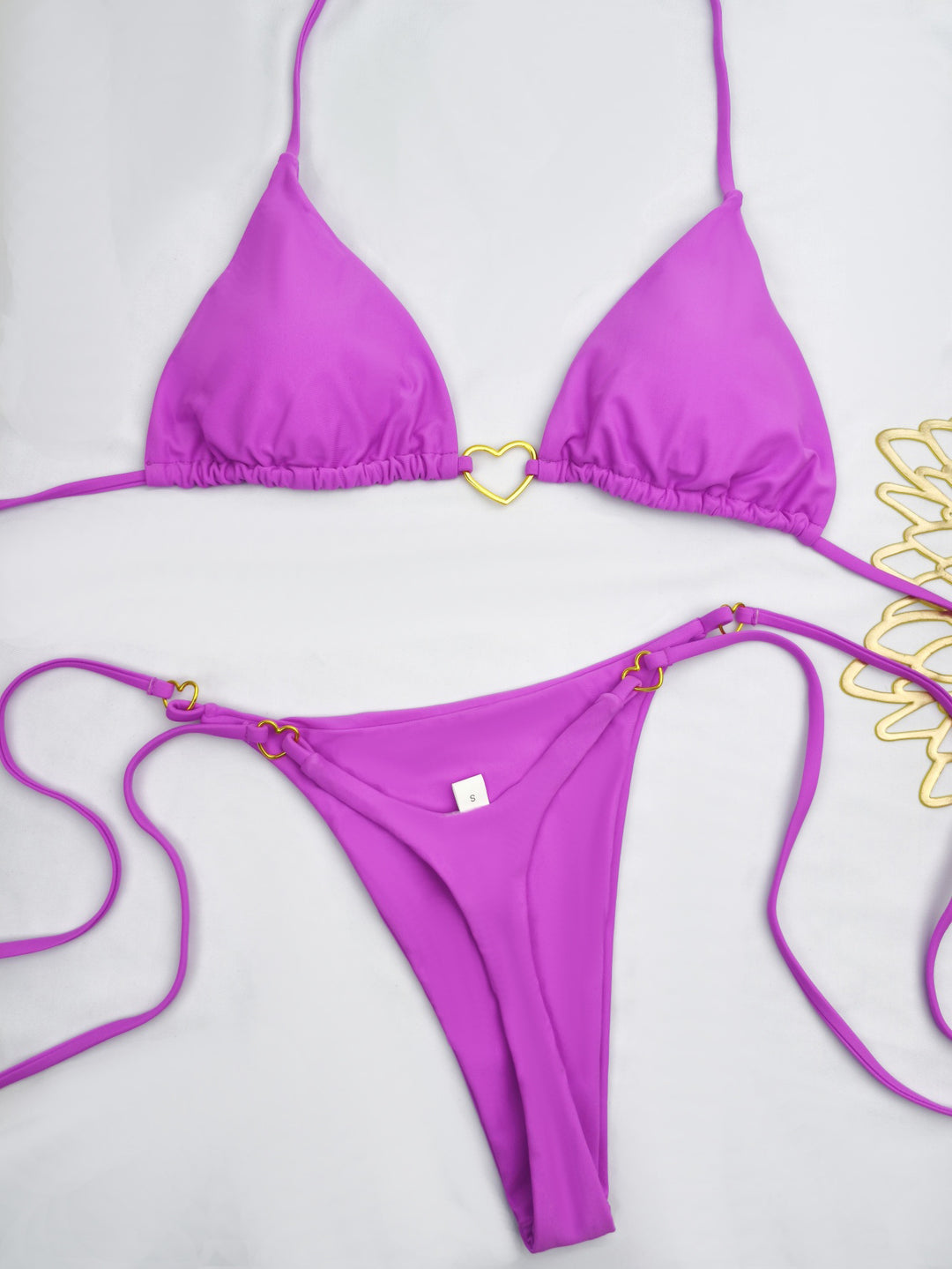 Dame Bikini-sæt med hjerteformet detalje og justerbare stropper Skovae