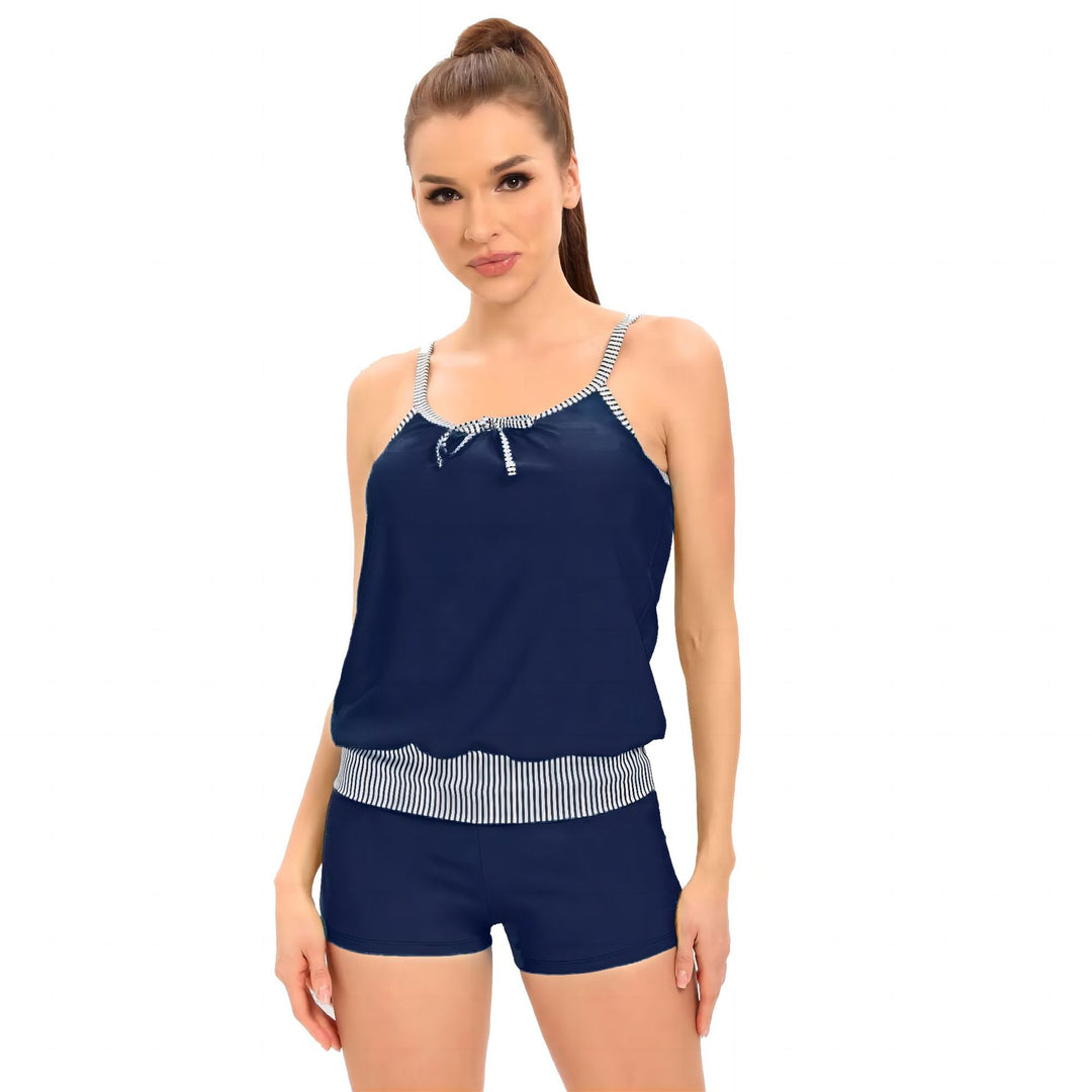 Dame Tankini-sæt med afslappet top og sporty shorts Skovae