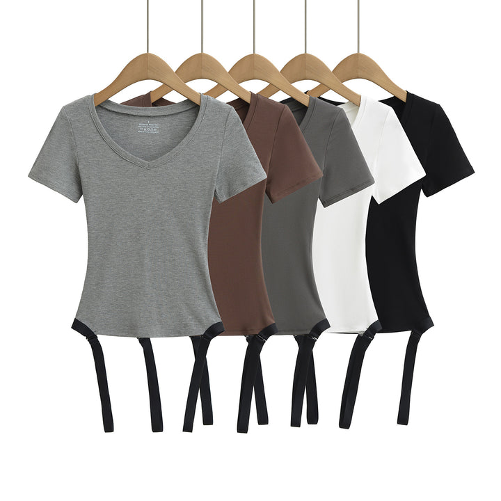 Dame sporty V-udskæring T-shirt med justerbare stropper og tætsiddende pasform Stilla