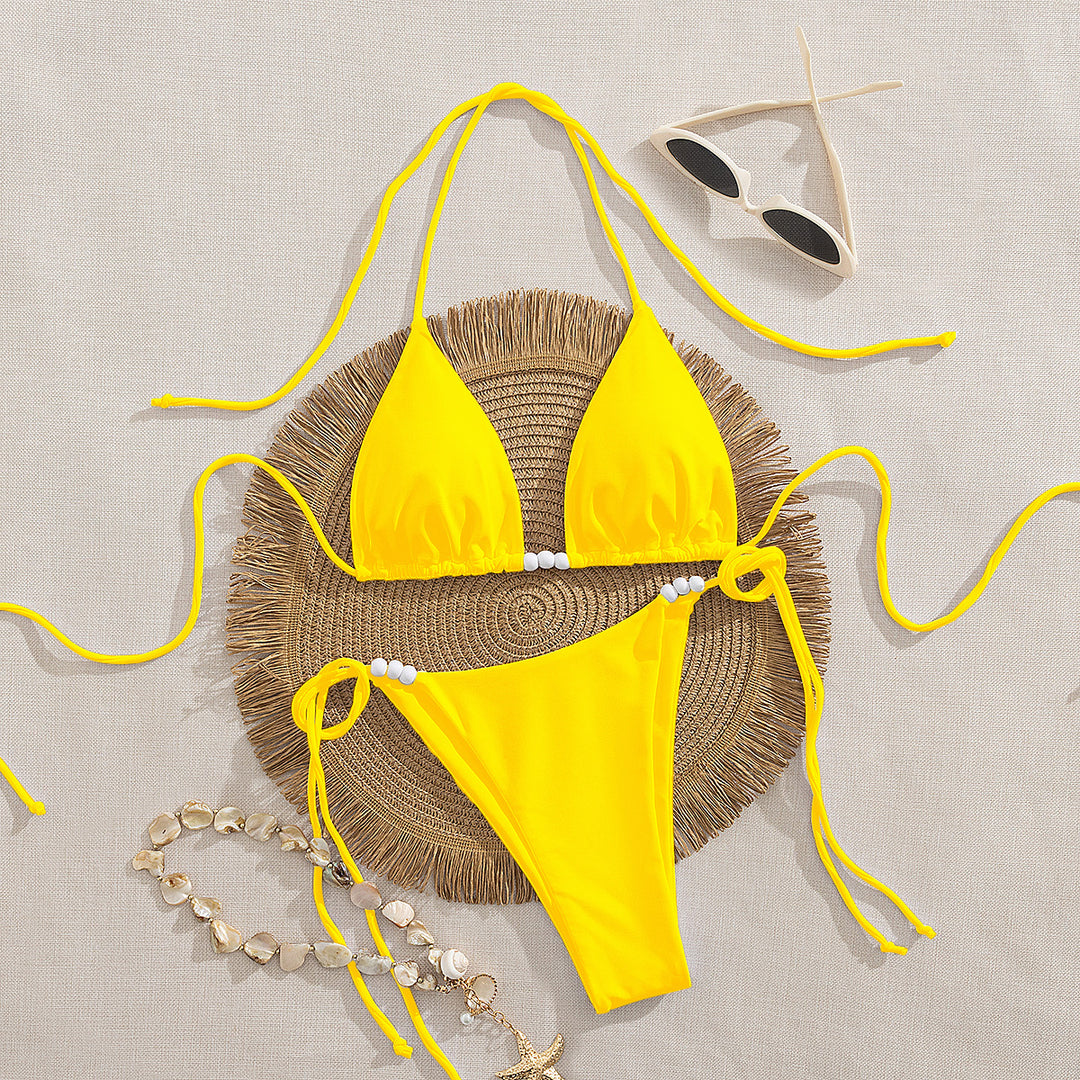 Dame trekant-bikini med dekorative perle-detaljer Skovae