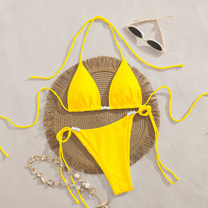 Dame trekant-bikini med dekorative perle-detaljer Skovae