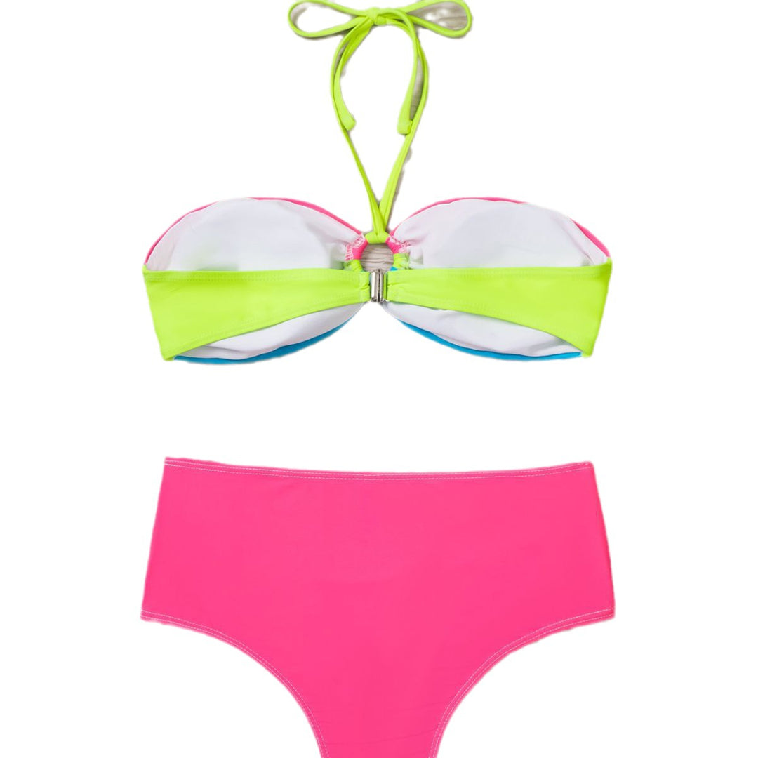 Dame bandeau-bikini med kontrasterende farvekombinationer Skovae
