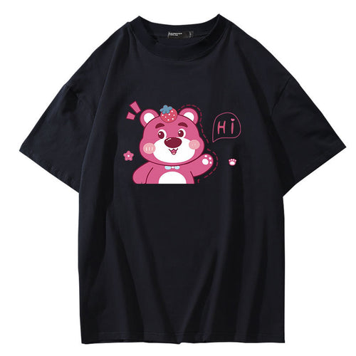 Dame T-shirt med muntert bjørnemotiv og afslappet oversized pasform Stilla