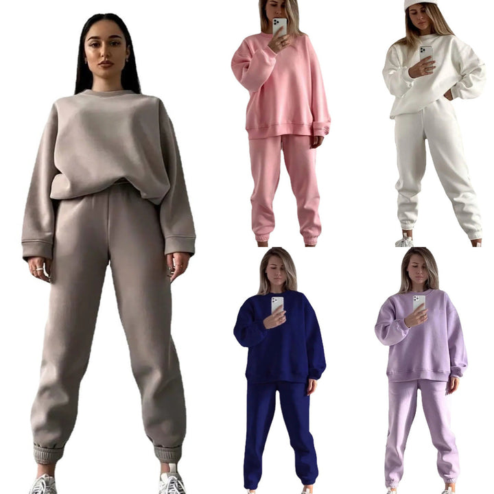 Kvinder casual sweatshirt og jogger sæt lavet af blødt materiale med elastisk talje og høj bærekomfort Skovae