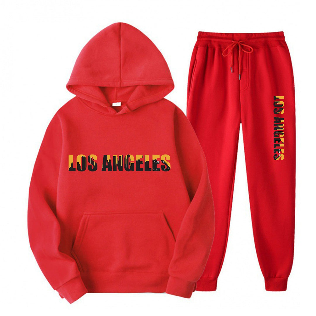 Kvinders fritids hoodie og joggingbukser sæt med casual Los Angeles skrifttype Skovae