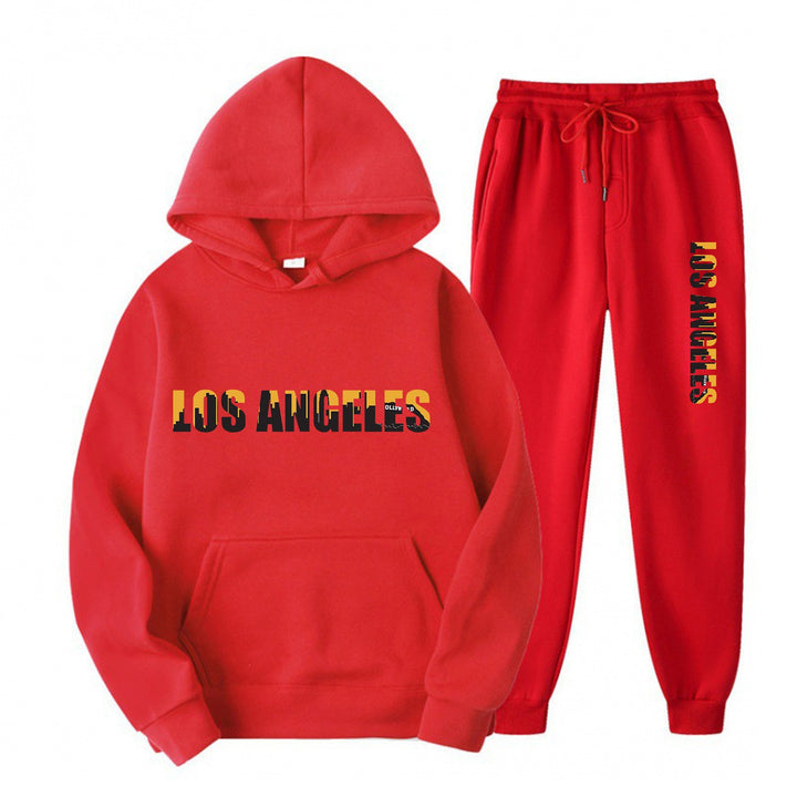 Kvinders fritids hoodie og joggingbukser sæt med casual Los Angeles skrifttype Skovae