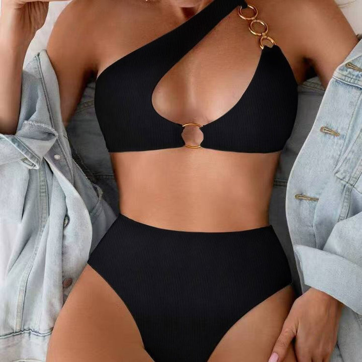 Dame asymmetrisk Cut-Out High-Waist Bikini Sæt Stilla