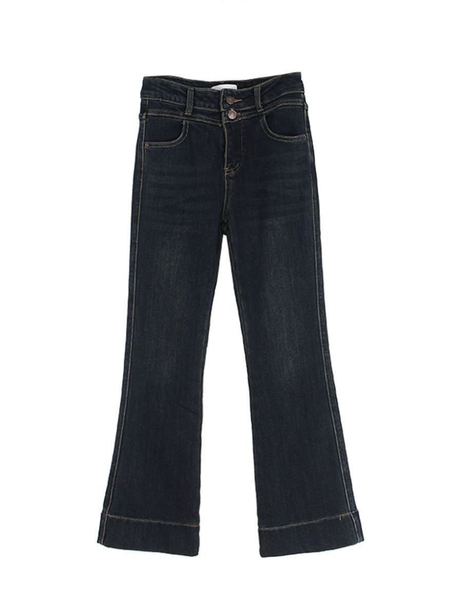 Dame Høj skåret Bootcut Jeans med elegante knapdetaljer Stilla
