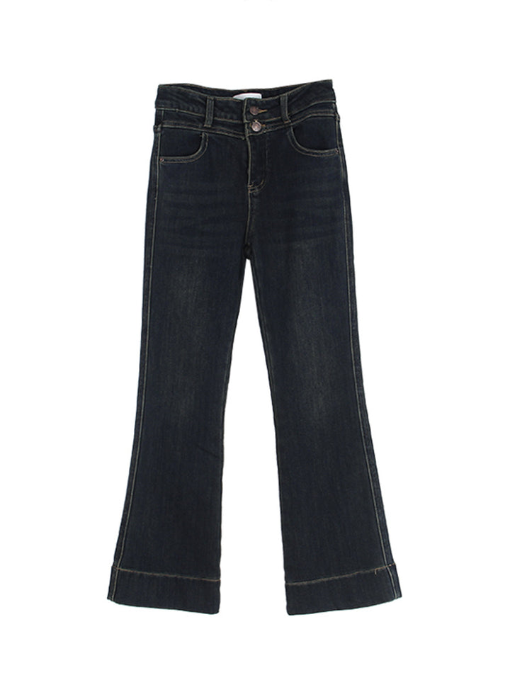 Dame Høj skåret Bootcut Jeans med elegante knapdetaljer Stilla