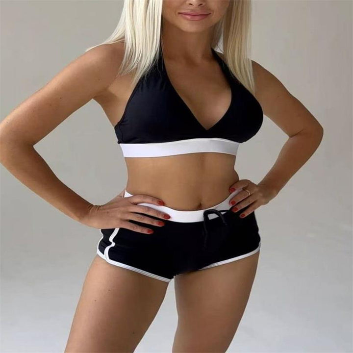 Dame Sport-Bikini-Sæt med justerbare stropper og højskårne shorts Skovae