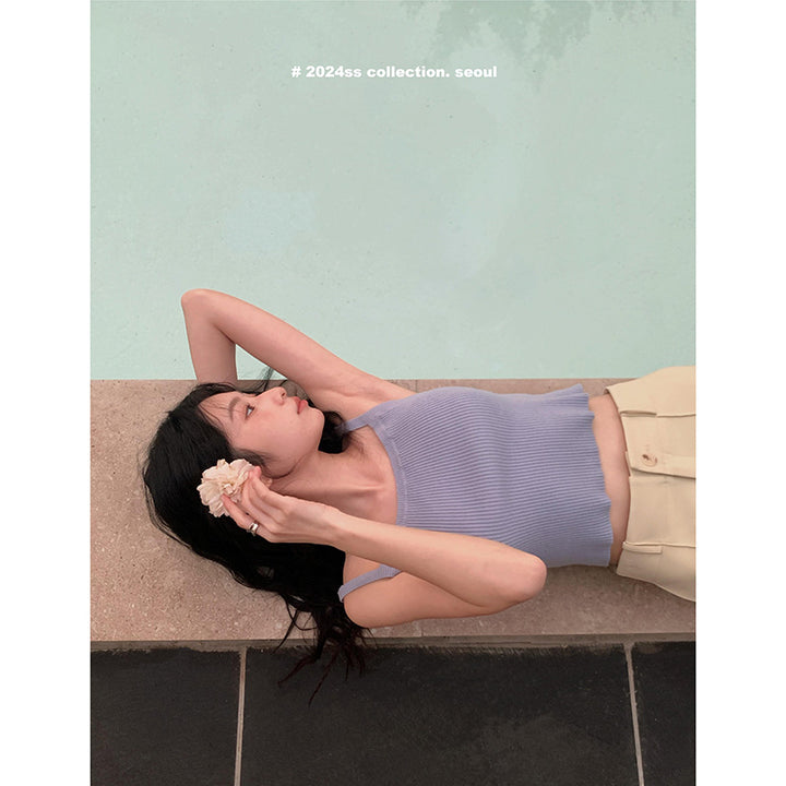 Dame Cropped Top i ribbet materiale Stilla