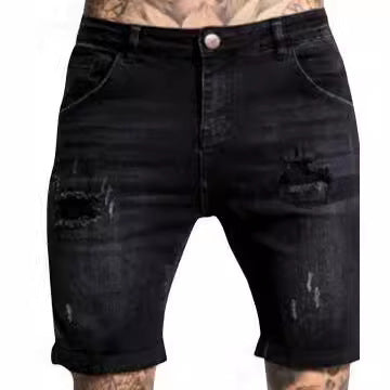 Herre kort jeans i afslappet Destroyed-stil med høj bærekomfort Stilla