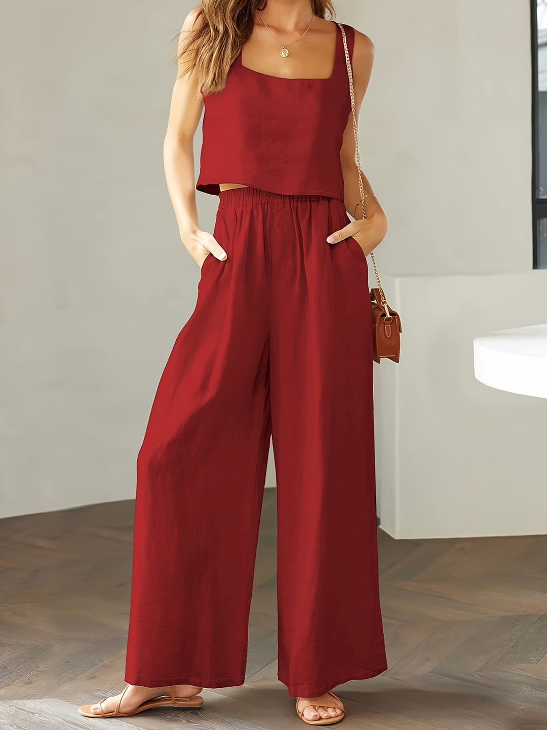 Dame sæt med cropped top og løstsiddende bukser Stilla