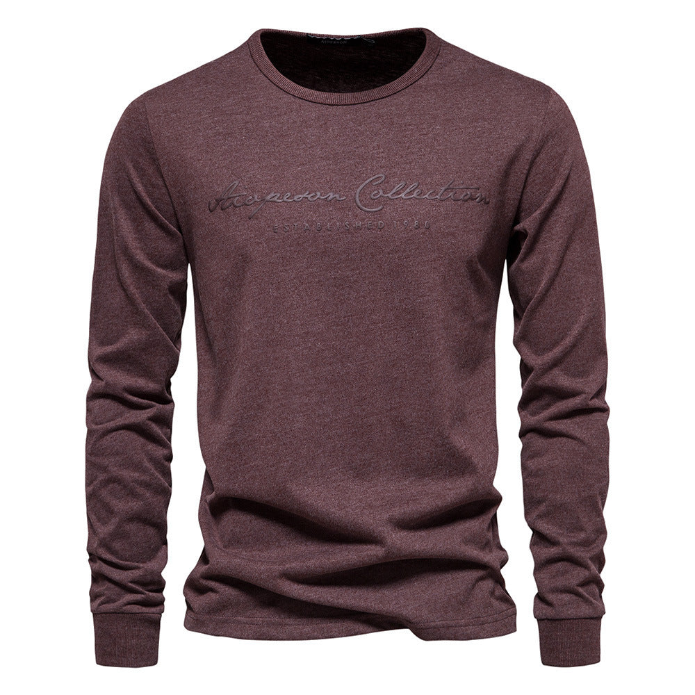 Herren nan minimalistisk rundhalset sweatshirt lavet af bomuldsblanding med ribbede mansjetter Skovae