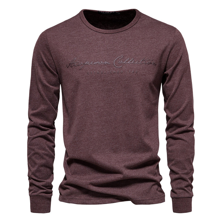 Herren nan minimalistisk rundhalset sweatshirt lavet af bomuldsblanding med ribbede mansjetter Skovae