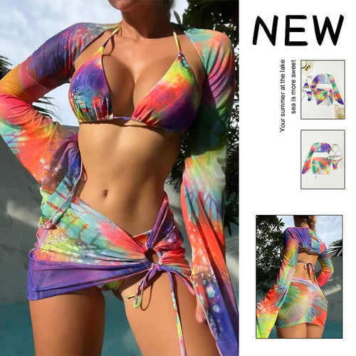 Dame bikini-sæt med lange ærmer og moderne indpakningsdesign Skovae