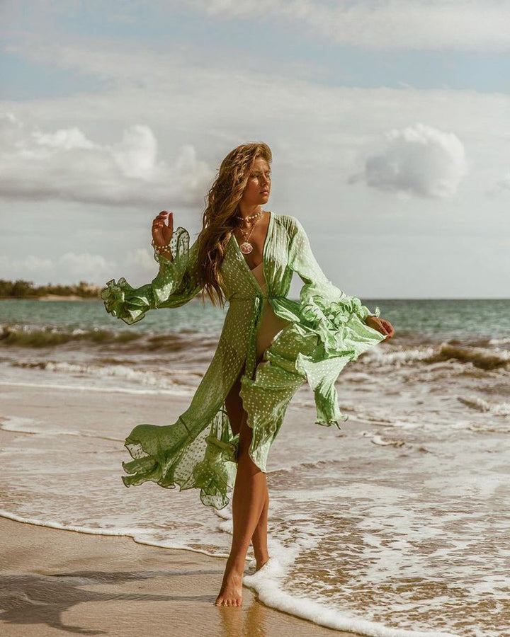 Dame strandkappe med let chiffon og raffinerede frynser Stilla