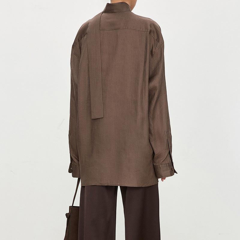Damebluse med asymmetrisk krave og afslappet snit Stilla