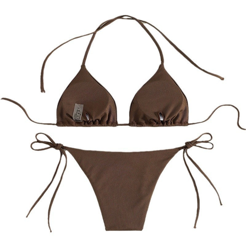 Dame triangel-bikini med justerbare stropper og charmerende design Skovae