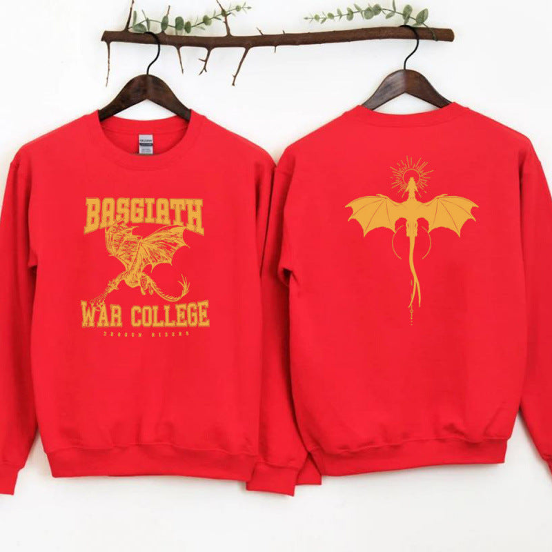 Kvinders sweatshirt med kreativ dragemotiv og unikt college design Skovae