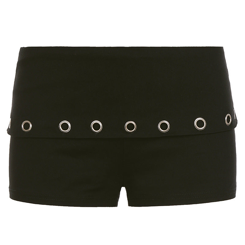 Damer sporty shorts med kontrasterende linning og elegante øjer Skovae