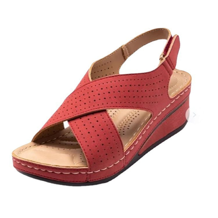 Dame wedge-sandaler med åndbar hulmønster og elastisk remdesign Stilla