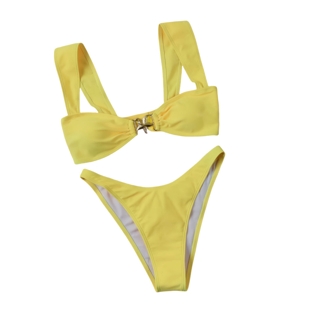 Dame bikini-sæt med elegant knude-detalje og høj kvalitet bindemønster Skovae