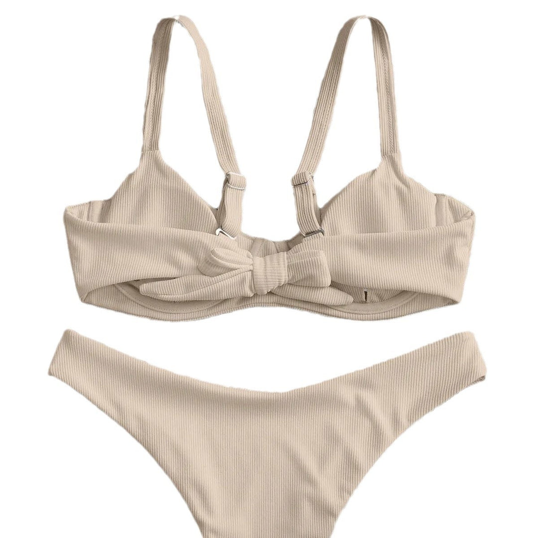 Dame bøjle-bikini med fine ribdetaljer Skovae