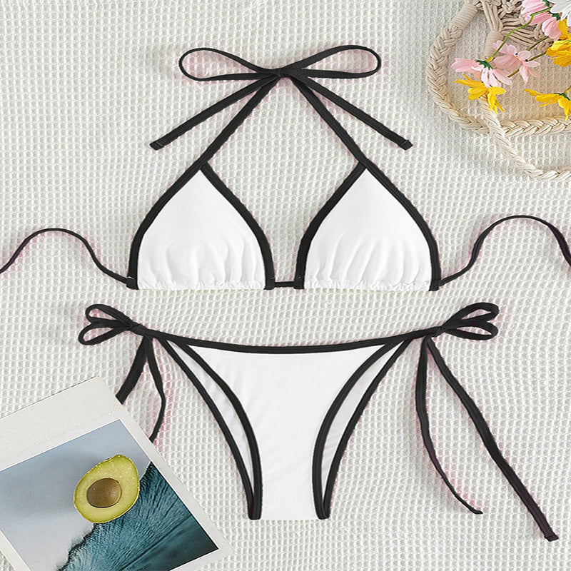 Dame Triangel-Bikini med justerbare bånd og glamorøse accenter Skovae