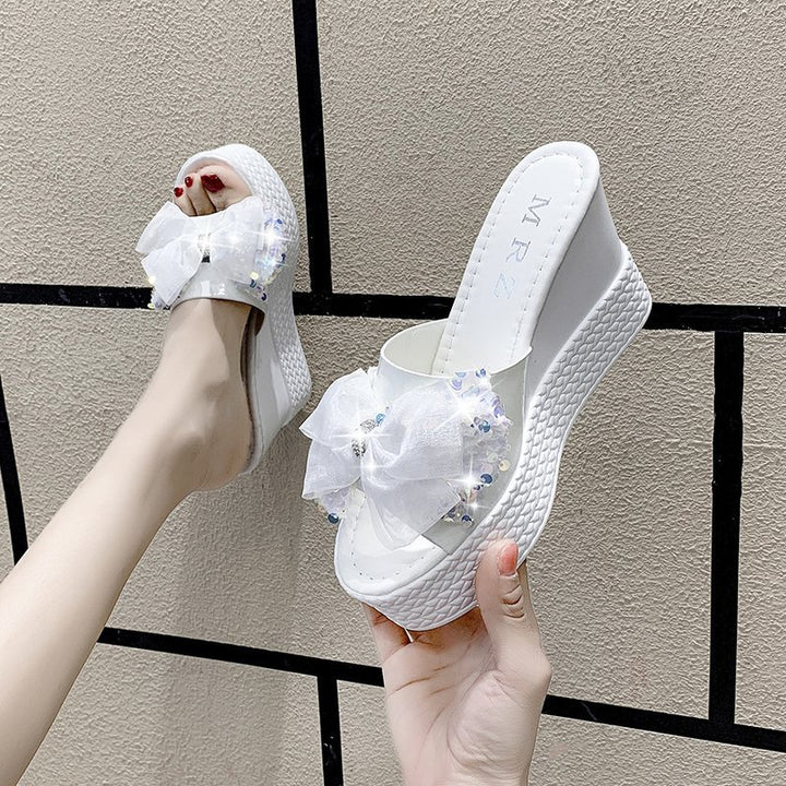 Dame mode Wedge-sandaler med glitrende paillet-detaljer og behagelig fodseng Stilla