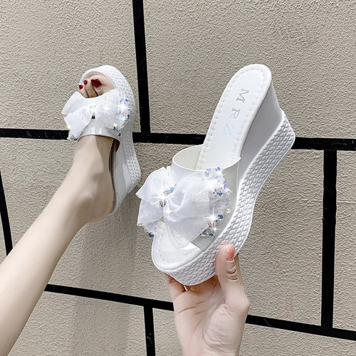 Dame mode Wedge-sandaler med glitrende paillet-detaljer og behagelig fodseng Stilla