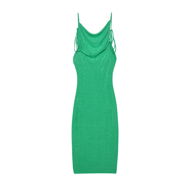 Dame Sleek Rynkning Slip Kjole med justerbare stropper Stilla