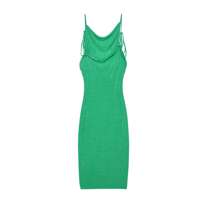 Dame Sleek Rynkning Slip Kjole med justerbare stropper Stilla