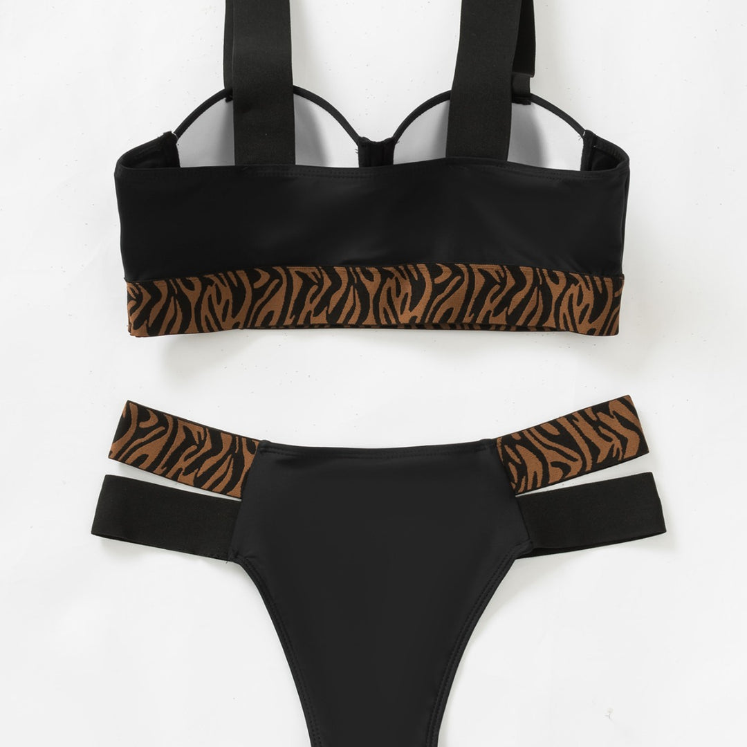 Dame triangel-bikini med dekorativt tribal-bånd Skovae