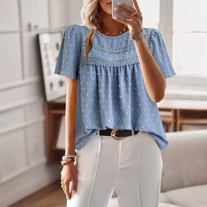 Dame let bluse med fin broderi Stilla