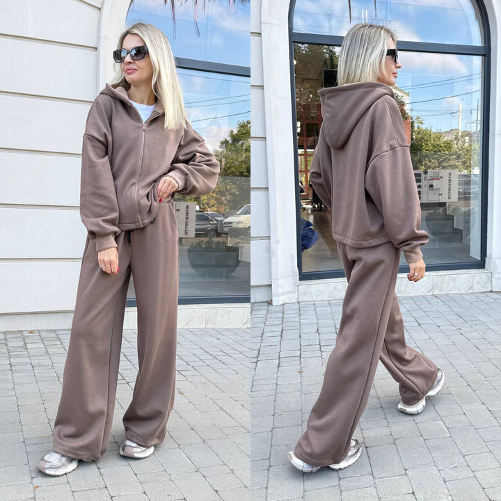 Kvinders Oversized Hoodie og Bred Bukser Sæt Skovae