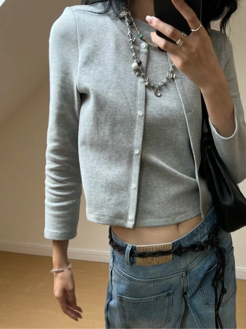 Dame mode sweatshirt med knapliste og blødt materiale Stilla