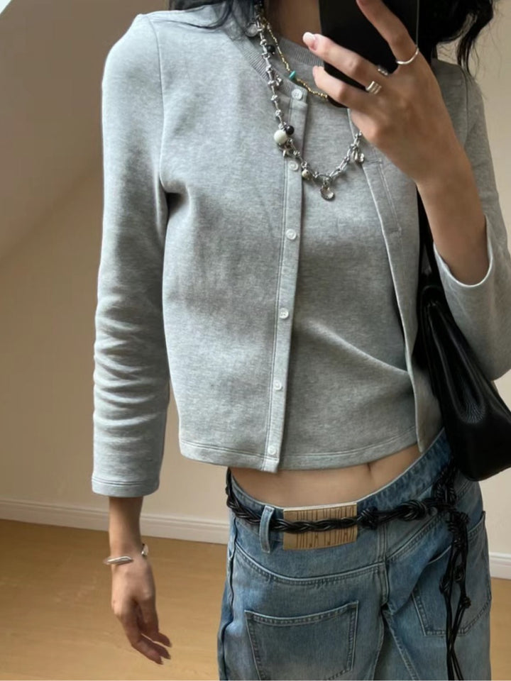 Dame mode sweatshirt med knapliste og blødt materiale Stilla