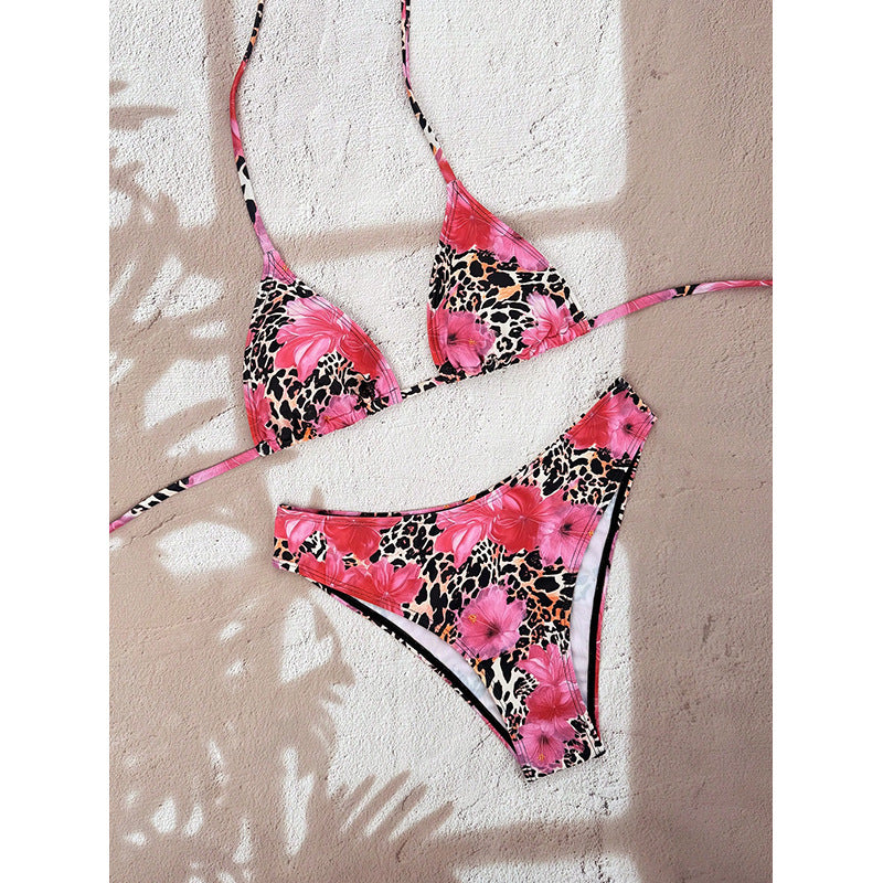 Dame triangel-bikini med smart leo-mønster Skovae