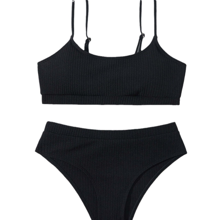 Dame Rib-Højtalje-Bikini-Sæt Stilla 1750839704