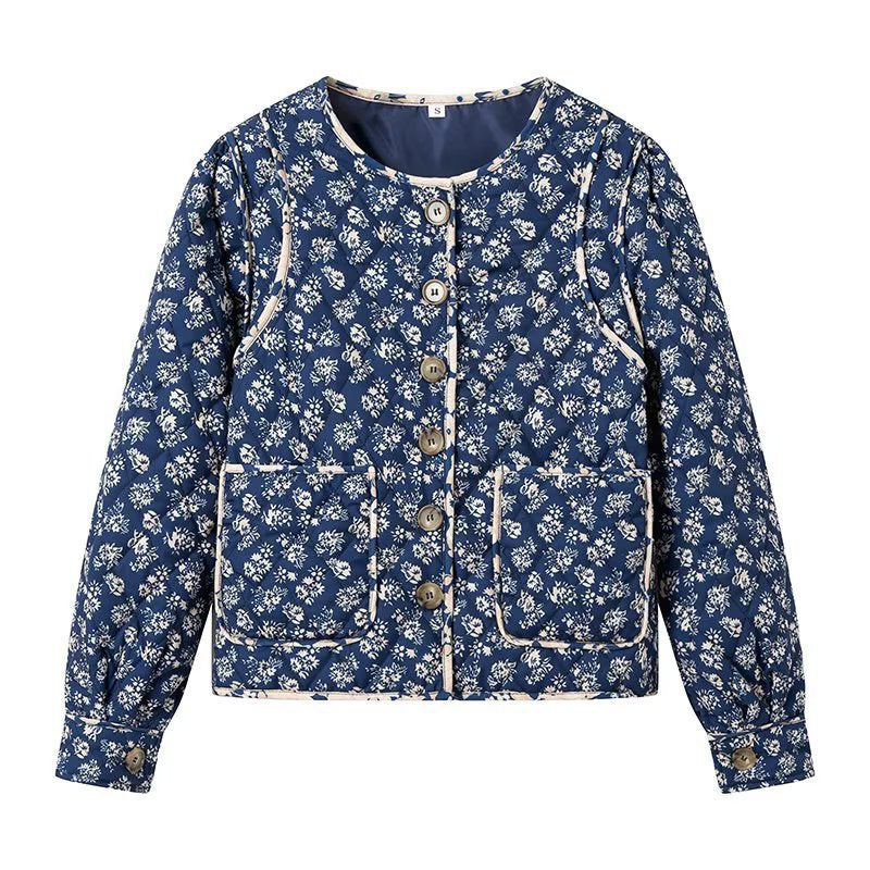 Kvindernes blomster mønstrede quilted jakke med praktiske lommer Stilla