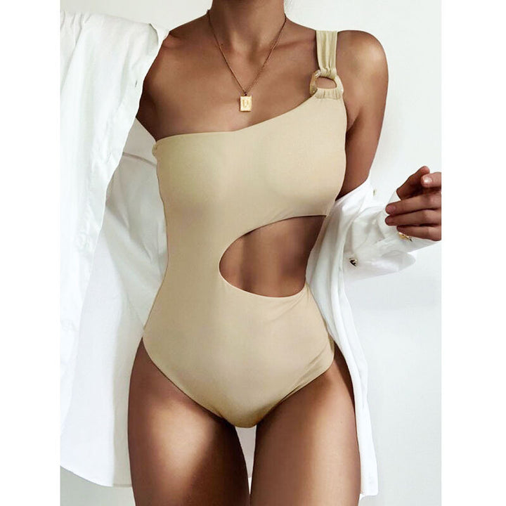 Dame onepiece badedragt med snit og elastiske stropper Stilla