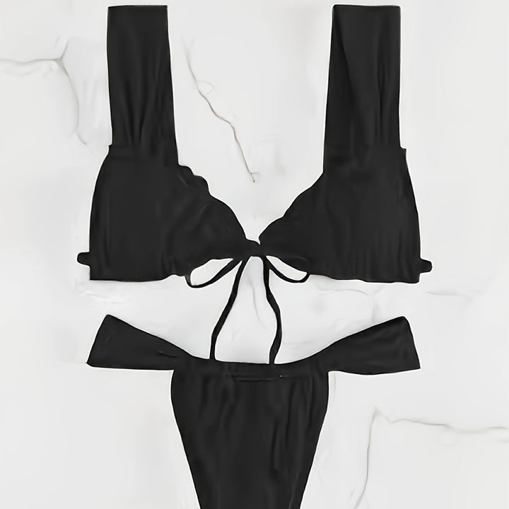Dame triangel-bikini med justerbart bindebånd og moderigtigt design Skovae